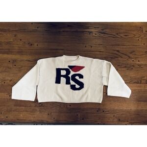 Raf Simons RS Logo Wool Knit Sweater Cream Avant-Garde Cropped Men's Medium